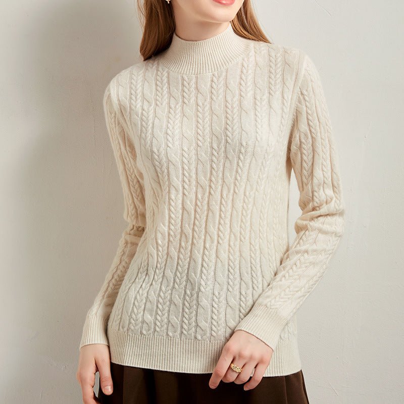 Women's Mock Neck Cashmere Sweater Long Sleeve Cashmere Pullover For Fall & Winter - slipintosoft