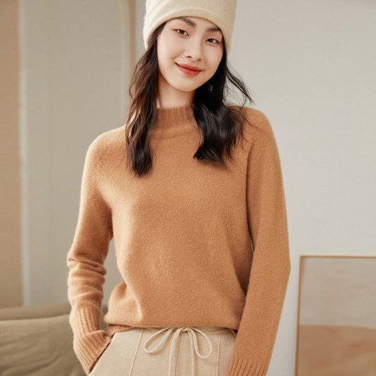 Women's Half Turtleneck Cashmere Sweater Relaxed Fit Cashmere Pullover - slipintosoft