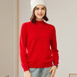 Women's Mock Neck Cashmere Sweater Solid Basic Cashmere Pullover Tops - slipintosoft