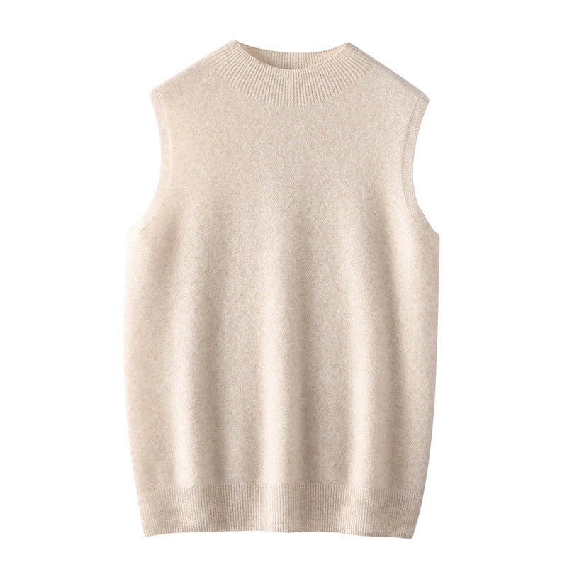 Women's Mock Neck Cashmere Vest Solid Cashmere Tank Tops - slipintosoft