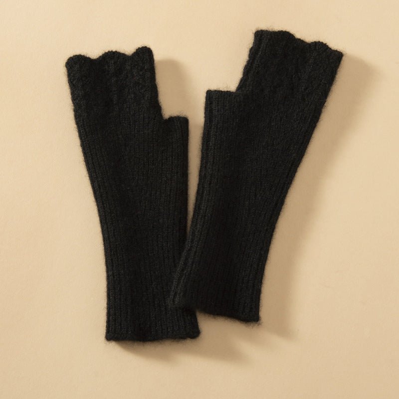 Women's Pure Cashmere Half Finger Gloves Luxuriously Soft Warm Winter Knit Gloves - slipintosoft