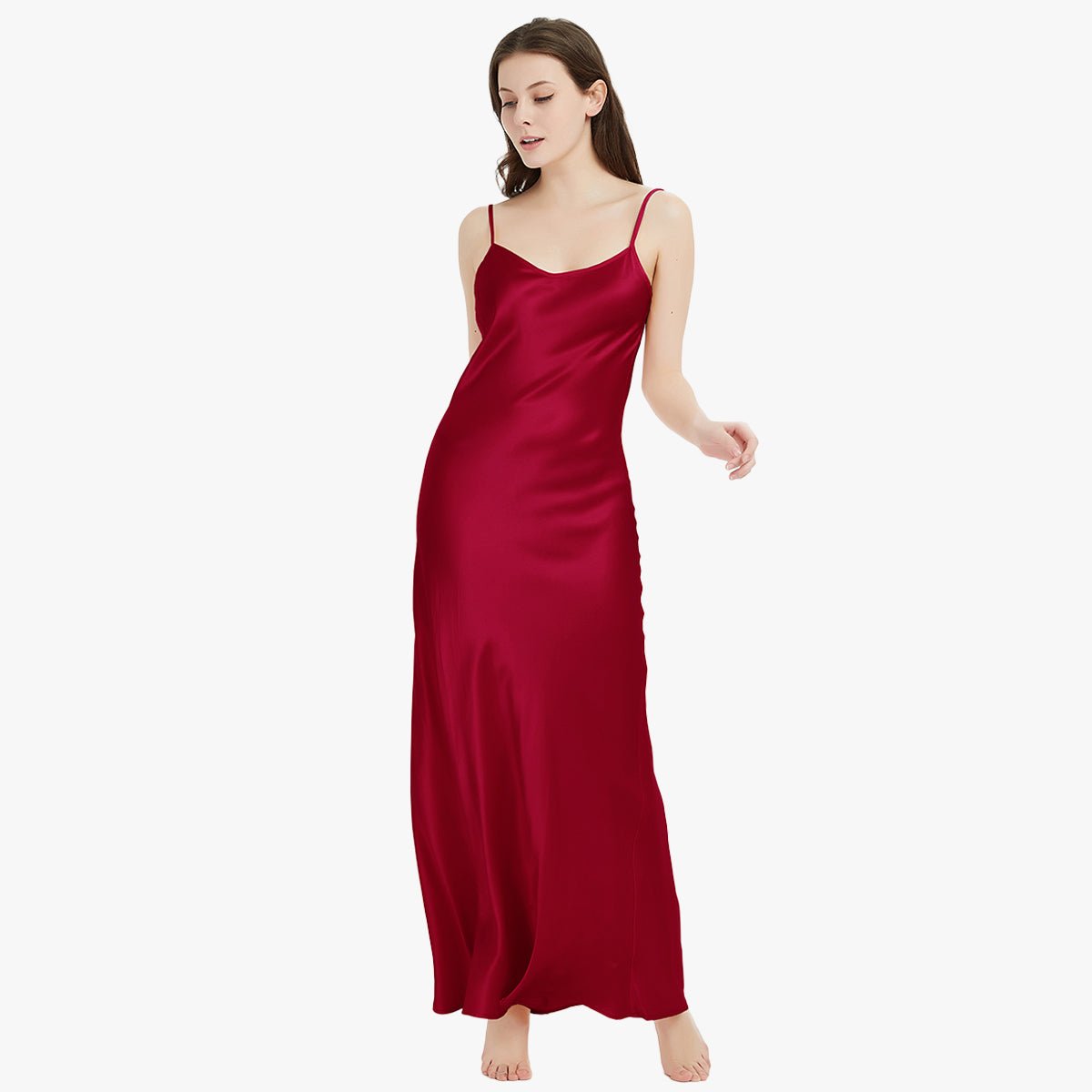 Womens Full Length spaghetti strap Long Silk Slip Dress - slipintosoft