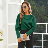 Womens 100% Silk Blouse Ladies Long Sleeve Work Crew Neck Silk Shirts Top - slipintosoft