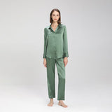 Best Womens Solid Color Silk Pajamas Long Mulberry Silk Pjs 100% Silk Sleepwear - slipintosoft