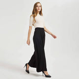 Women High Waist Casual Silk Wide Leg Long Palazzo Pants Trousers - slipintosoft