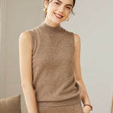 Women's Superfine 100% Cashmere Half Turtleneck Tank - slipintosoft