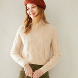 Women's Turtle Neck Cashmere Sweater Basic Solid Cashmere Knitted Pullover - slipintosoft