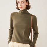 Women's Turtleneck Cashmere Sweater Basic Solid Cashmere Pullover Tops - slipintosoft