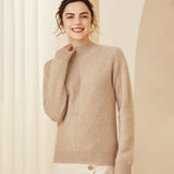 Women's Turtleneck Cashmere Sweater Long Sleeve Warm Cashmere Sweater - slipintosoft