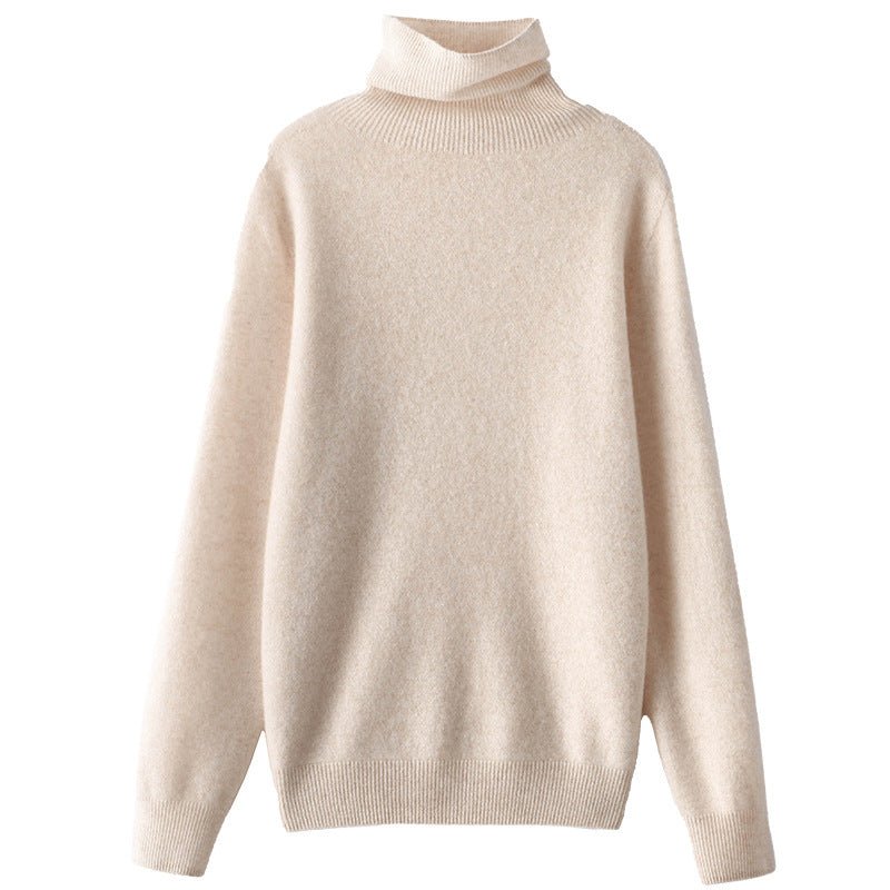 Women's Turtleneck Cashmere Sweater Pile Collar Cashmere Knitted Pullover - slipintosoft