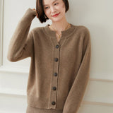 Women's V-Neck Button Front Long Sleeve Cashmere Cardigan Cashmere Cardigan Tops - slipintosoft