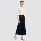 Women Mulberry Silk cropped pants Long Wide-leg Silk trousers - slipintosoft