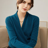 Women's Wrapped Pure Cashmere V Necked Soft Sweaters - slipintosoft