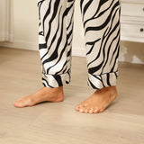 22Momme Women Silk Pajamas Set Zebra Stripe Ladies Gorgeous Silk Sleepwear - slipintosoft