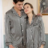 Set pigiama in seta a righe lunghe Per pigiami coordinati in seta per coppia