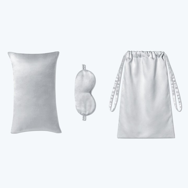 Comfortable 3 Pcs Silk Travel Set Cushion Eye Mask and Storage Bag -  slipintosoft
