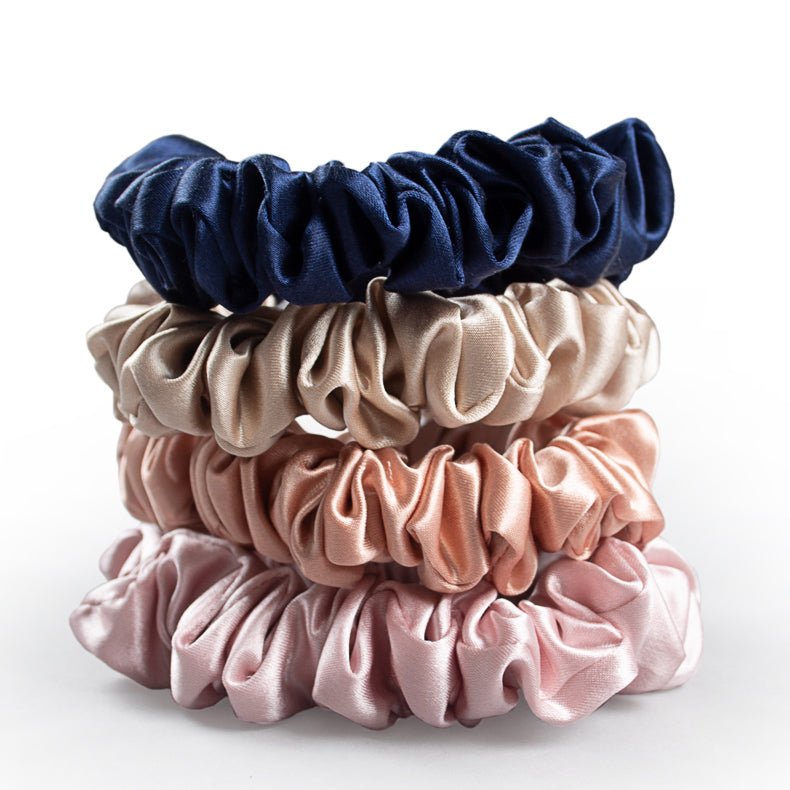 Confezione da 5 elastici per capelli in seta con fiori di medie dimensioni