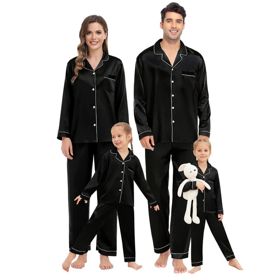 Family Matching Pajamas Set Luxurious Silk Family Pajamas Home Wear for Men and Women - slipintosoft