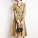 Luxury & Elegant Long Sleeves Silk Dresses 100% Mulberry Silk Dress - slipintosoft