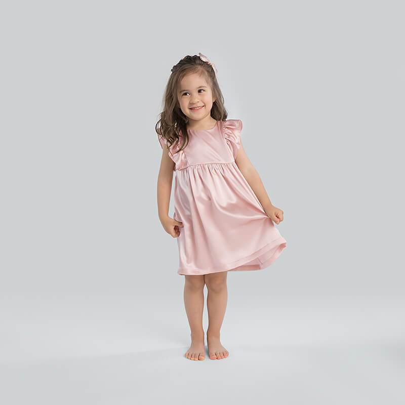 19 Momme Grils Silk Nightgown Cute Princess Dress with Ruffles Kid's Luxury Sleep Dress -  slipintosoft