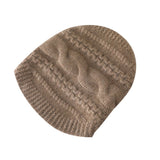Women's Cashmere Hats Solid Cable-Knitted Cashmere Beanie Hat - slipintosoft