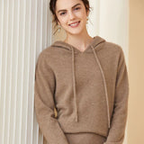 Women's Cashmere Hoodie Sweater Long Sleeve Cashmere Hooded Cashmere Sweater - slipintosoft