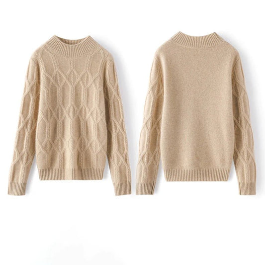 Women's Mock Neck Cashmere Sweater Long Sleeve Warm Cashmere Sweater - slipintosoft