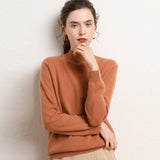 Women's Mock Neck Cashmere Sweater Solid Basic Cashmere Pullover Tops - slipintosoft