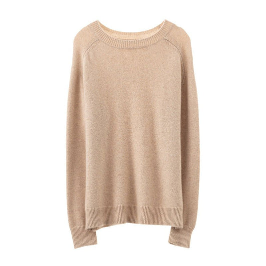 Women's Solid Crewneck Knitted Cashmere Sweater Long Sleeve Cashmere Pullover - slipintosoft