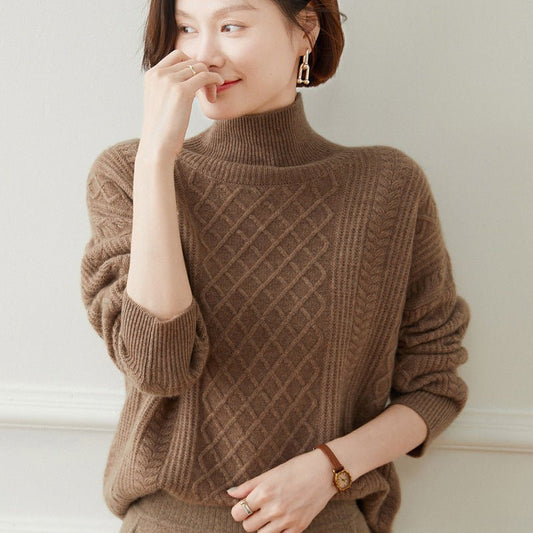 Women's Turtleneck Cashmere Sweater 100% Cashmere Tops - slipintosoft